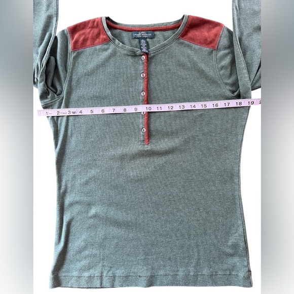 Lauren Ralph Lauren Hunter Green and Brown Suede Henley Shirt - Picture 7 of 8